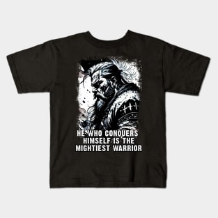 Ancient viking warrior Norse Mythology Powerful words of wisdom courage strength and bravery Kids T-Shirt